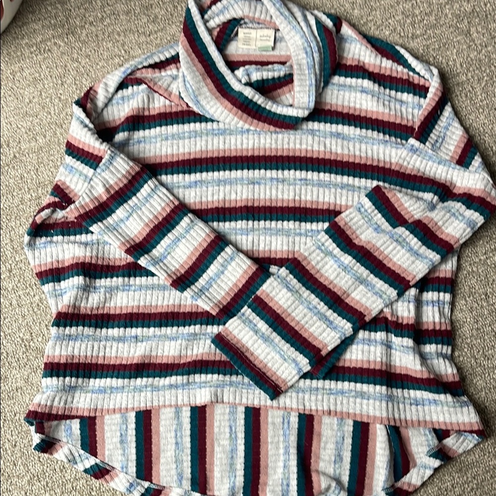 Anthropologie Multicolor Striped Cowl Neck Sweater